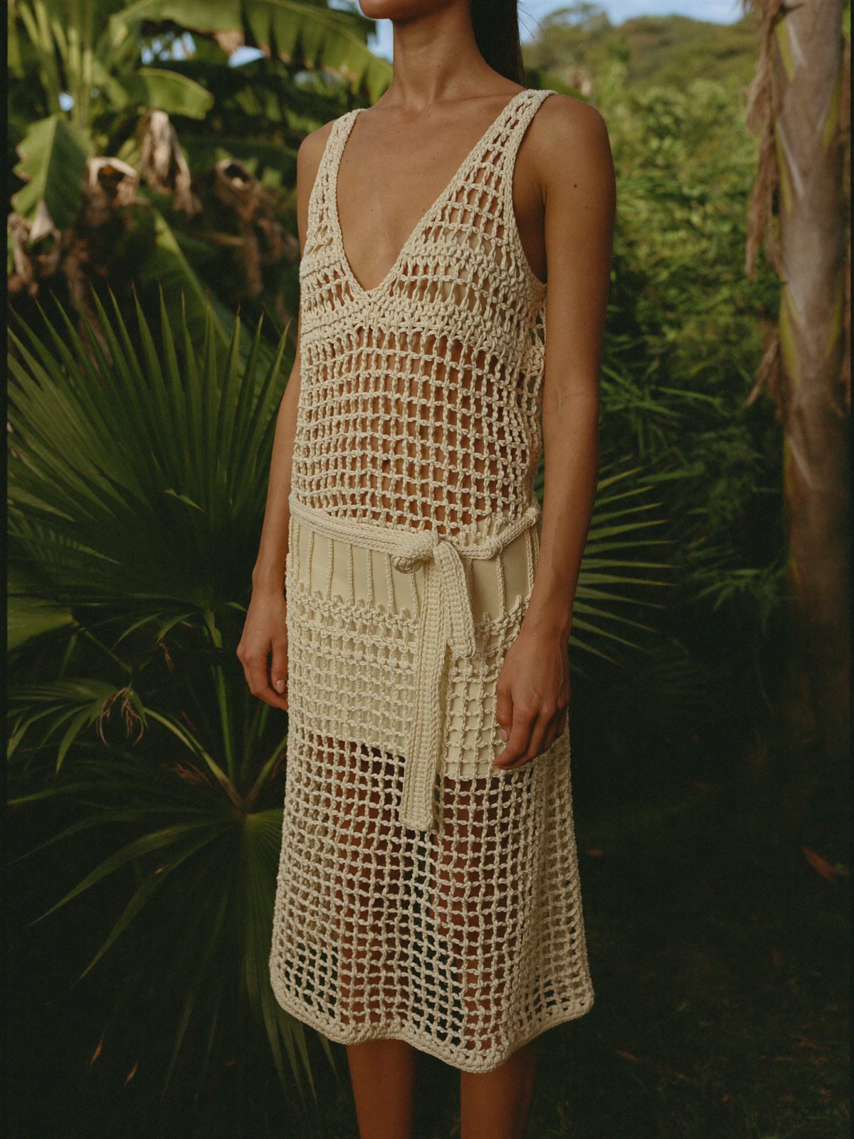 Ecru crochet midi dress
